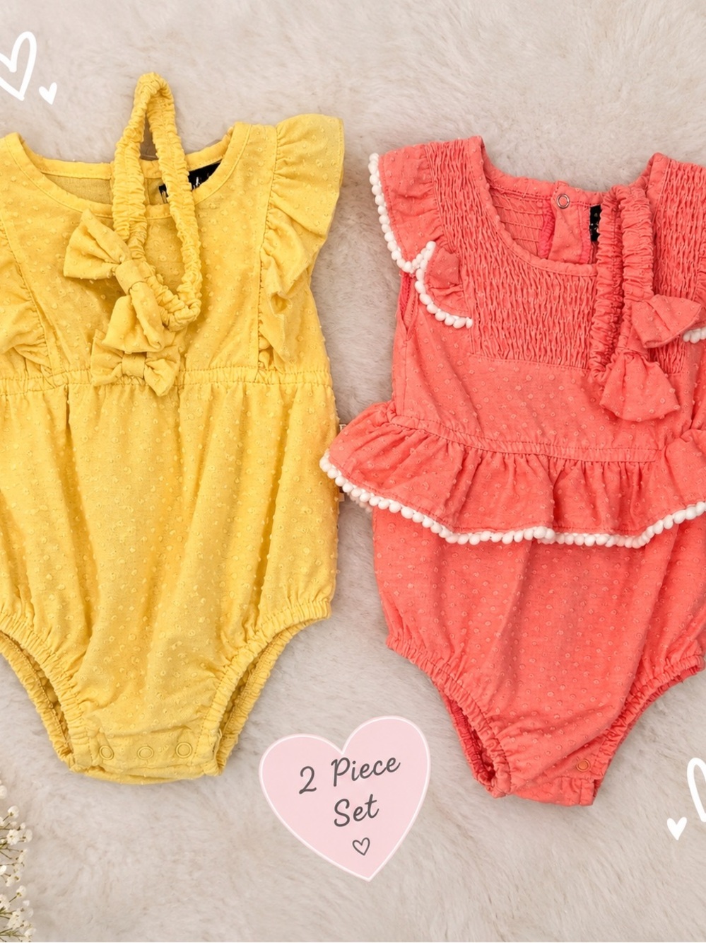 Baby Girls Yellow Dotted Swiss One-Piece Footie Romper